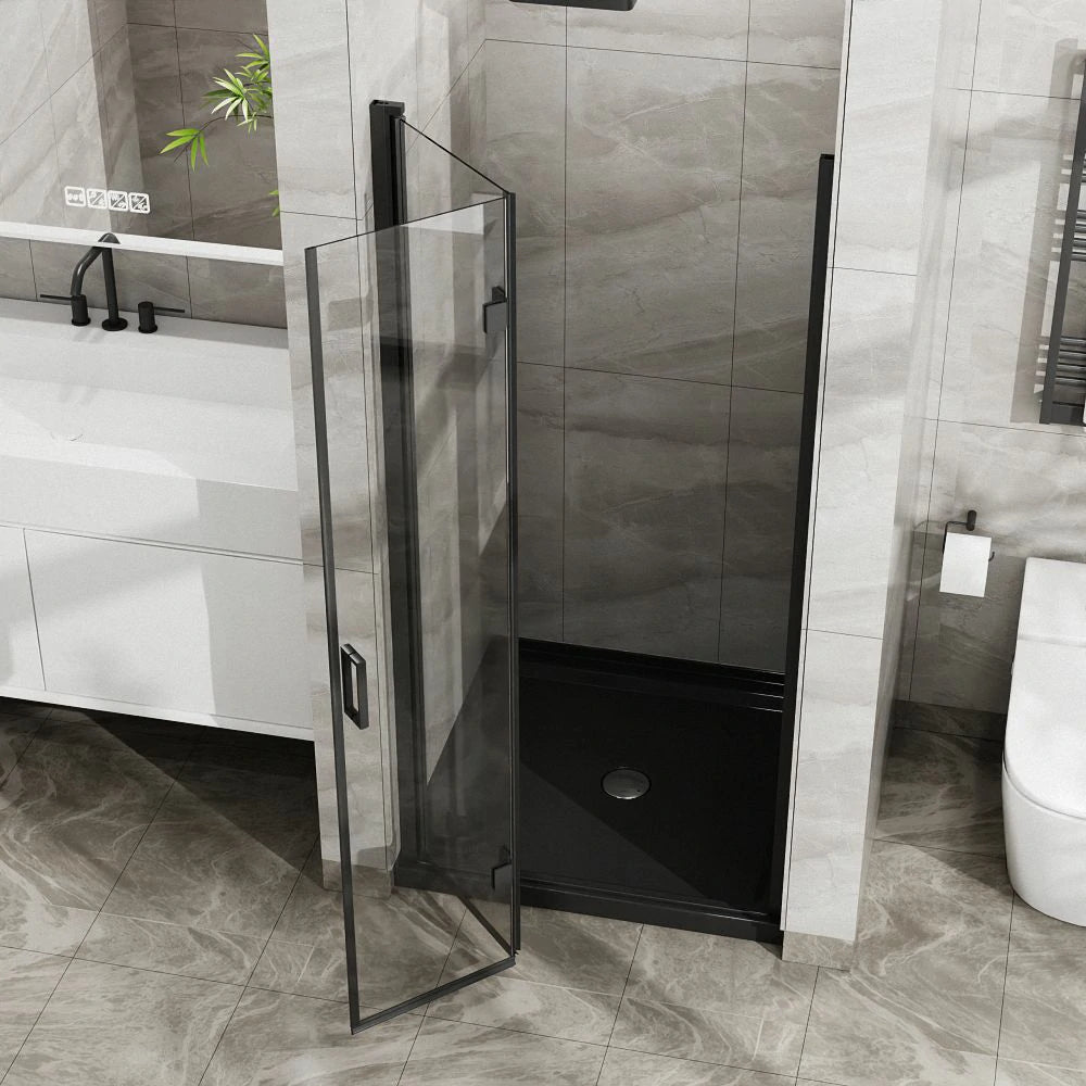 34" x 72" Faltbare rahmenlose Glasduschtür, 1/4 Zoll gehärtetes Klarglas, faltbare Drehschwingtür, Chrom-Finish