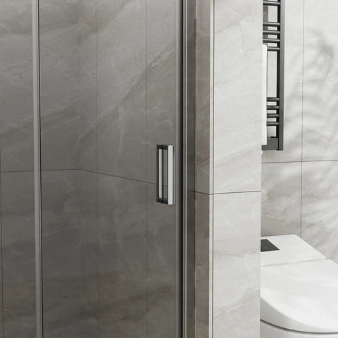 34" x 72" Faltbare rahmenlose Glasduschtür, 1/4 Zoll gehärtetes Klarglas, faltbare Drehschwingtür, Chrom-Finish