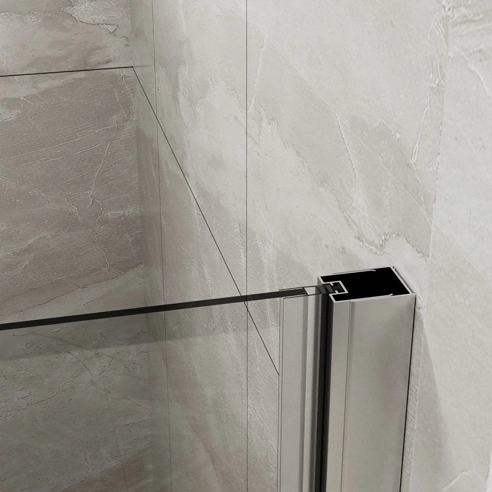 34" x 72" Faltbare rahmenlose Glasduschtür, 1/4 Zoll gehärtetes Klarglas, faltbare Drehschwingtür, Chrom-Finish