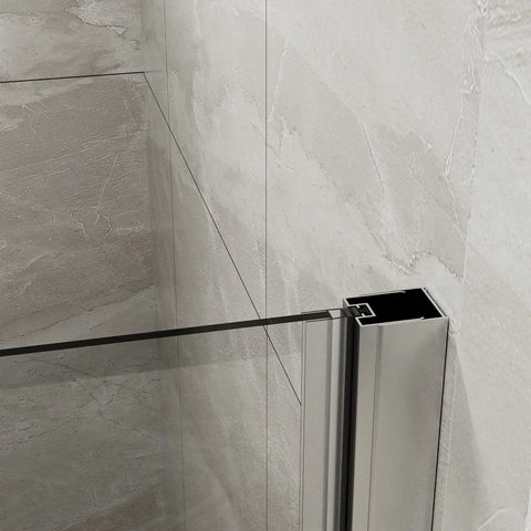 34" x 72" Faltbare rahmenlose Glasduschtür, 1/4 Zoll gehärtetes Klarglas, faltbare Drehschwingtür, Chrom-Finish