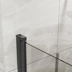 Porte de douche pliante en verre sans cadre 34" x 72" avec porte battante pivotante en verre trempé transparent de 1/4 po, finition chromée