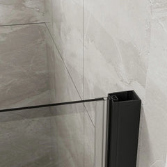 Porte de douche pliante en verre sans cadre 34" x 72" avec porte battante pivotante en verre trempé transparent de 1/4 po, finition chromée