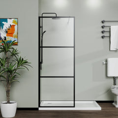 AISU 34"/46“ X 72" Shower Screen Walk-in Black Finish