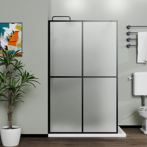 AISU 34"/46“ X 72" Duschwand Walk-in, schwarzes Finish 