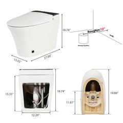 AISU Smart Toilet with Foot Sensor Flush, Blue Night Light, White