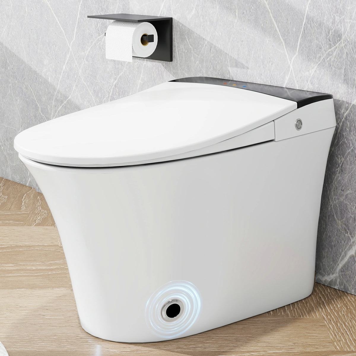 AISU Smart-Toilette mit Fußsensor-Spülung, blauem Nachtlicht, weiß