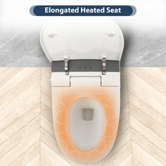 AISU Smart Toilet with Foot Sensor Flush, Blue Night Light, White