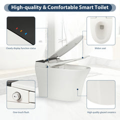 AISU Smart Toilet with Foot Sensor Flush, Blue Night Light, White