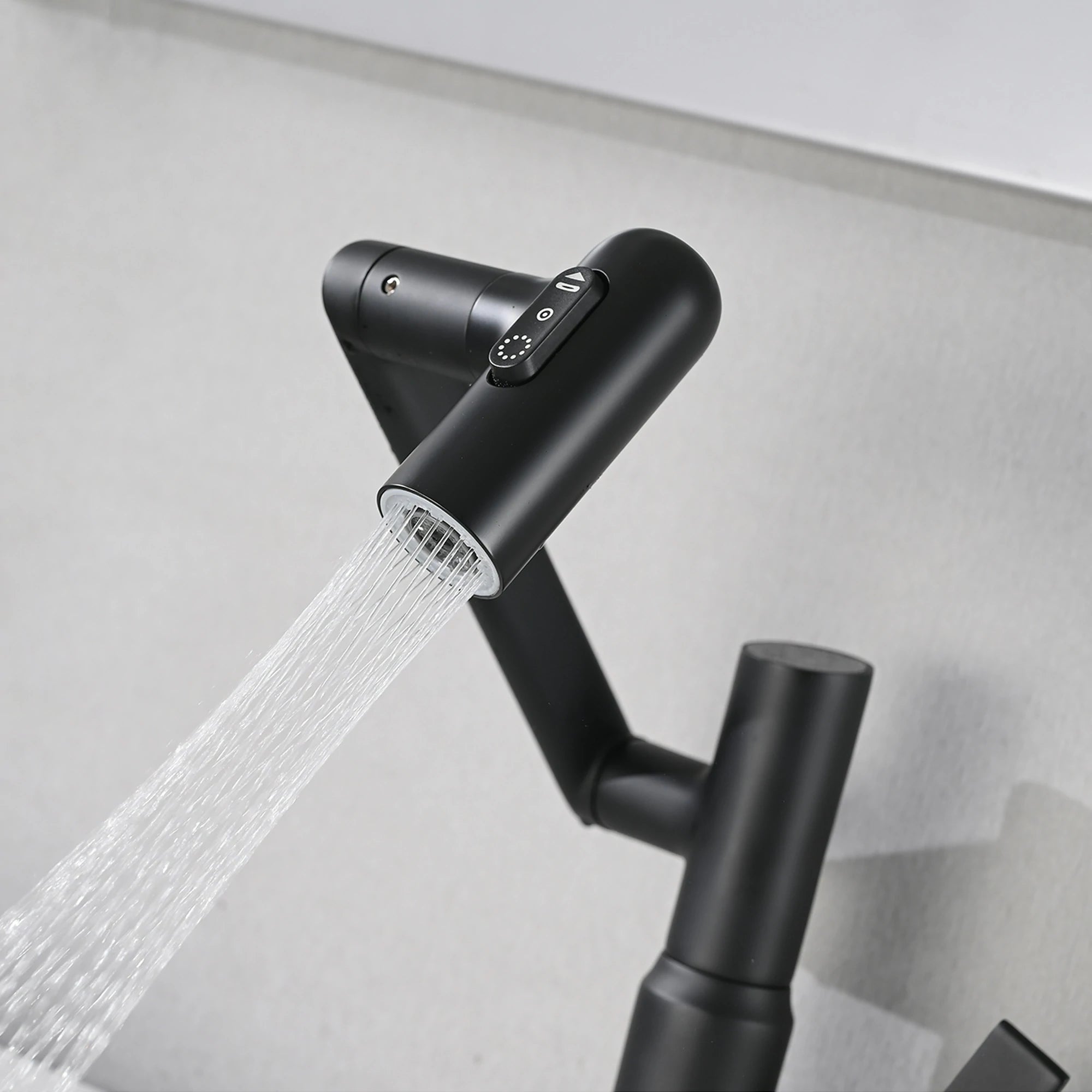 AISU Badezimmer-Waschtischarmatur mit Sprühfunktion, Temperaturanzeige, Anti-Rutsch-Schalter, Heiß- und Kaltwasserregler und 360° schwenkbarem Auslauf 
