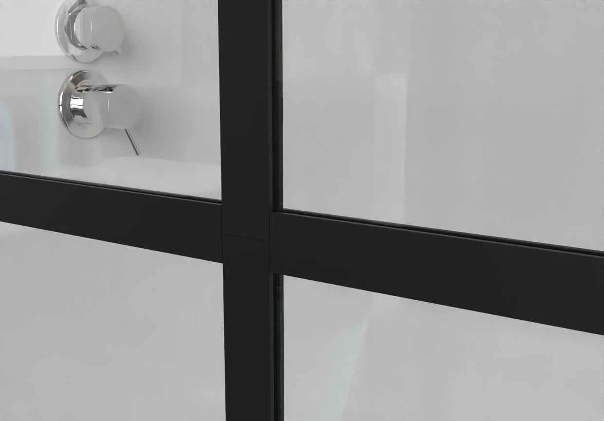 AISU 34"/46“ X 72" Duschwand Walk-in, schwarzes Finish 