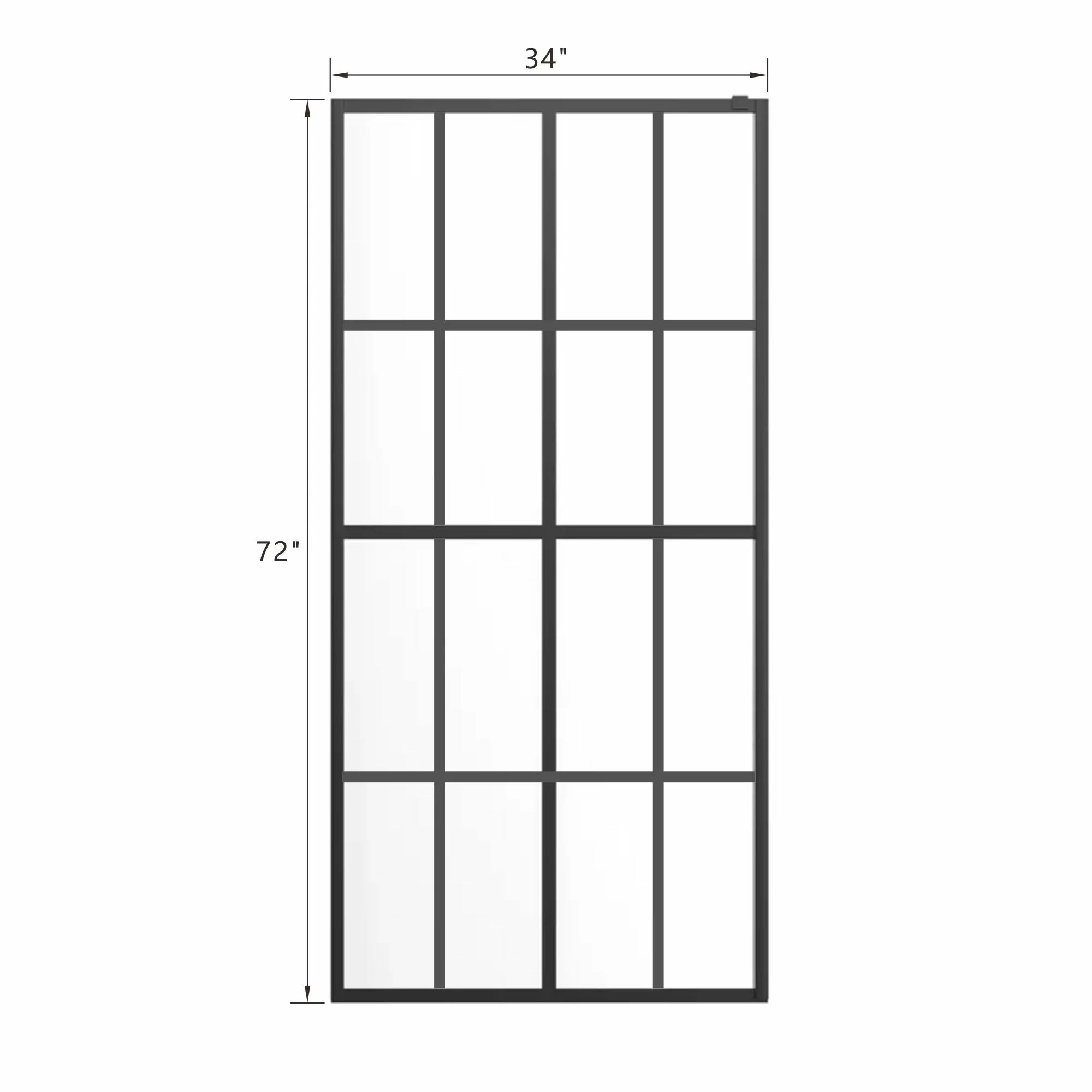AISU 34"/46“ X 72" Duschwand Walk-in, schwarzes Finish 