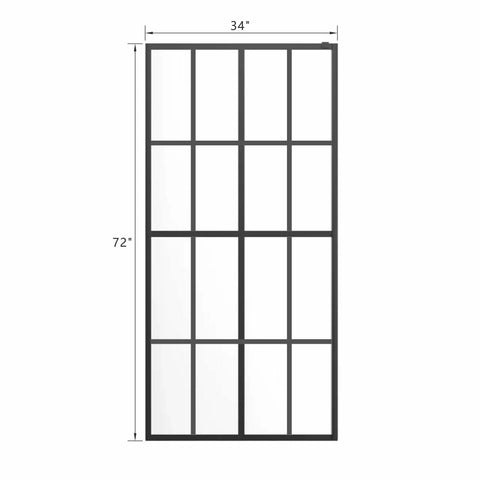 AISU 34"/46“ X 72" Duschwand Walk-in, schwarzes Finish 
