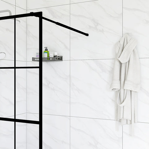 AISU 34"/46“ X 72" Duschwand Walk-in, schwarzes Finish 