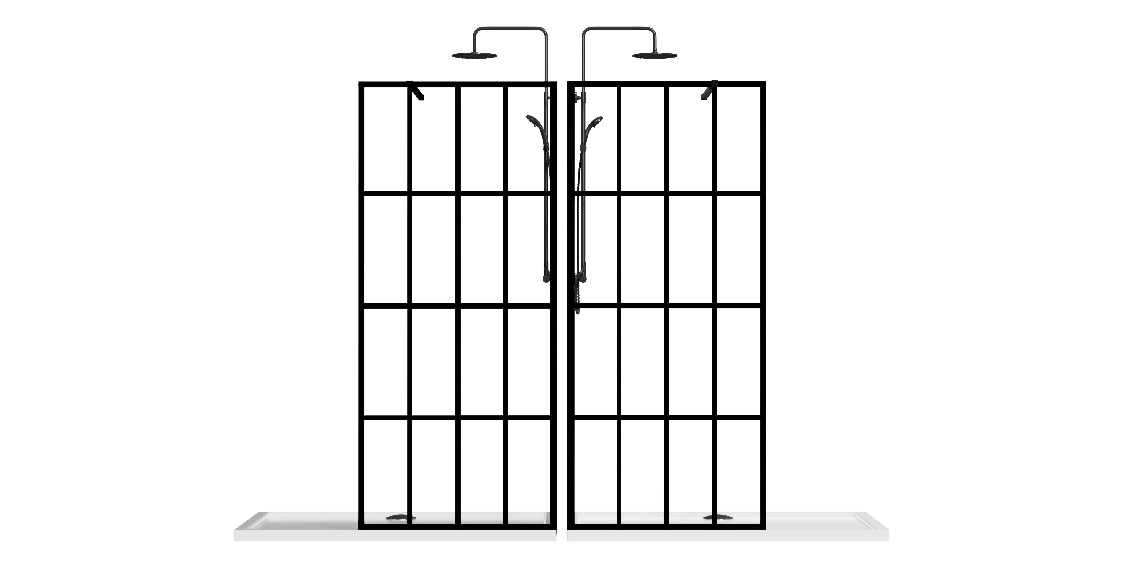 AISU 34"/46“ X 72" Duschwand Walk-in, schwarzes Finish 