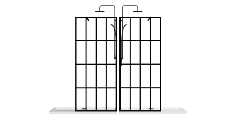 AISU 34"/46“ X 72" Duschwand Walk-in, schwarzes Finish 