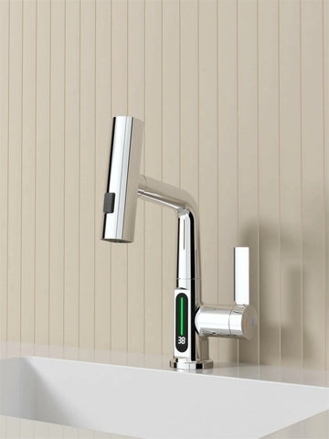 Ausziehbarer Lift-LED-Temperatur-Digitalanzeige-Badezimmer-Waschbeckenhahn