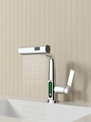 Robinet de lavabo de salle de bain extractible avec affichage numérique de la température à LED