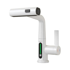 Robinet de lavabo de salle de bain extractible avec affichage numérique de la température à LED