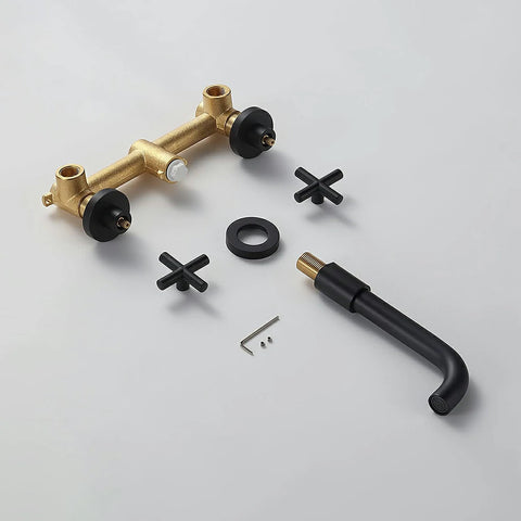 AISU Double Handle Wall Mount Bathroom Faucet