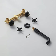 AISU Double Handle Wall Mount Bathroom Faucet