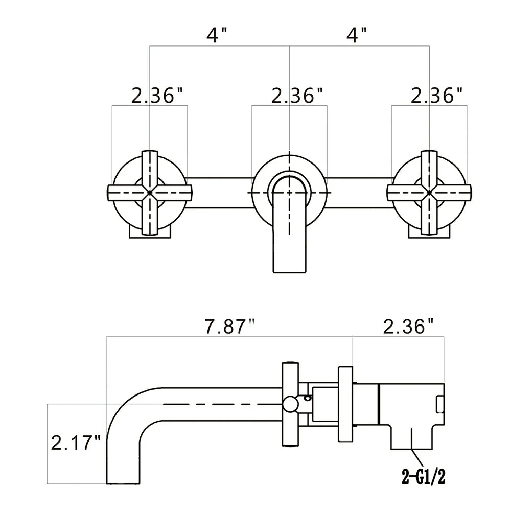 AISU Double Handle Wall Mount Bathroom Faucet