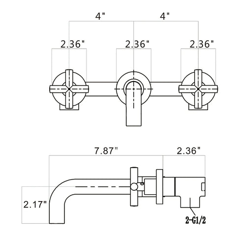 AISU Double Handle Wall Mount Bathroom Faucet