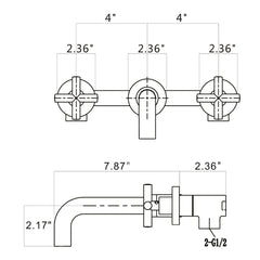 AISU Double Handle Wall Mount Bathroom Faucet