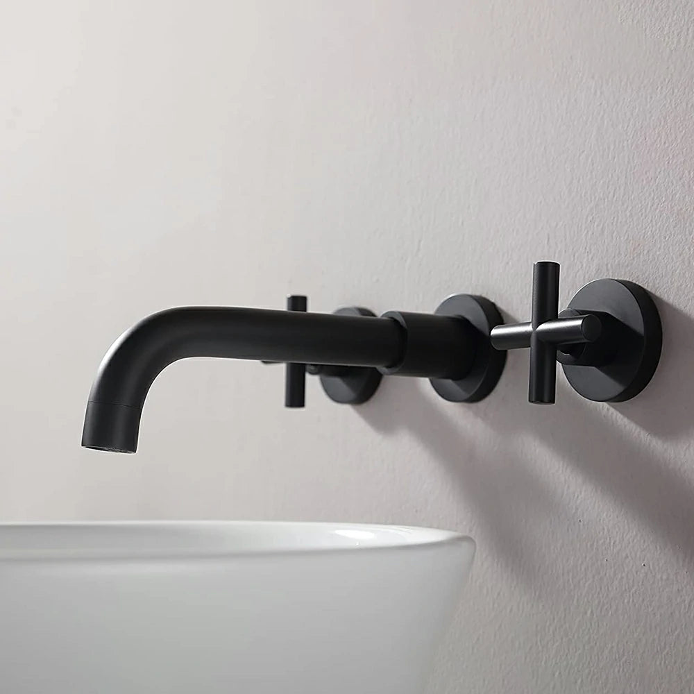 AISU Double Handle Wall Mount Bathroom Faucet