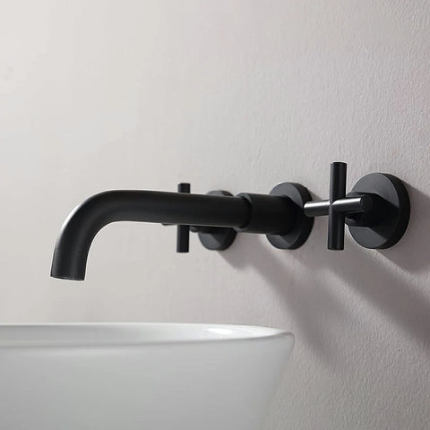 AISU Double Handle Wall Mount Bathroom Faucet