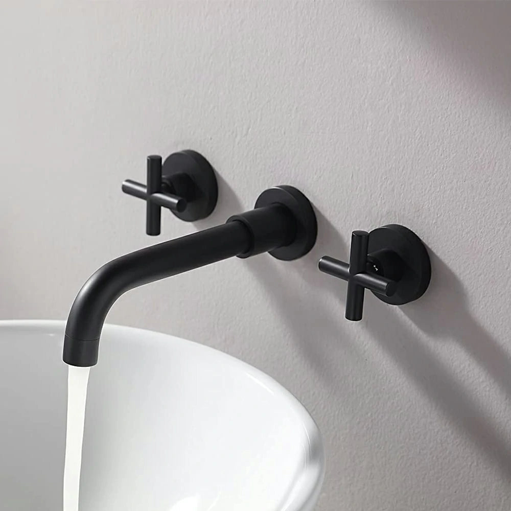AISU Double Handle Wall Mount Bathroom Faucet
