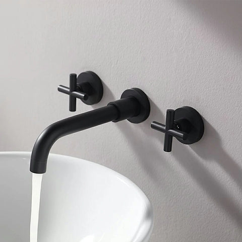 AISU Double Handle Wall Mount Bathroom Faucet
