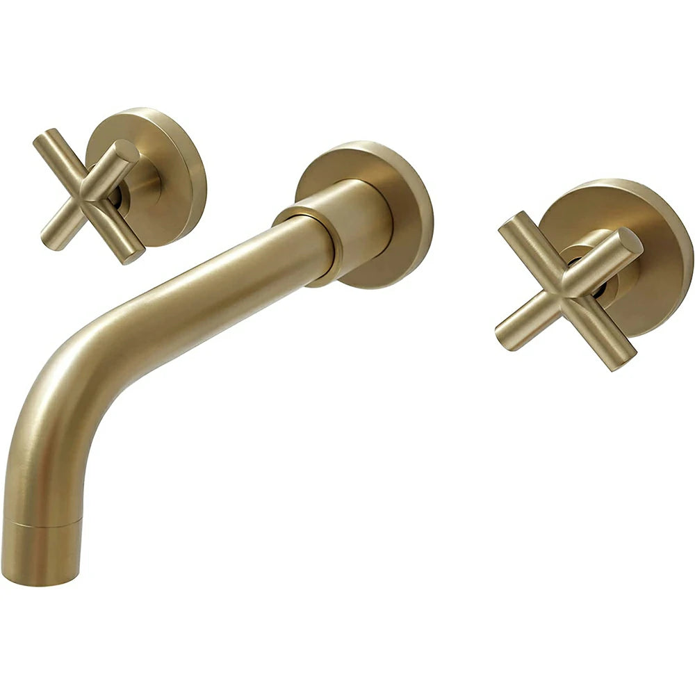 AISU Double Handle Wall Mount Bathroom Faucet