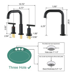 Robinet de salle de bain à double poignée AISU de 8 po avec bonde escamotable