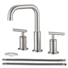 Robinet de salle de bain à double poignée AISU de 8 po avec bonde escamotable