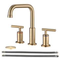Robinet de salle de bain à double poignée AISU de 8 po avec bonde escamotable