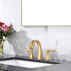 Robinets de lavabo de salle de bain AISU à deux poignées et 3 trous avec ensemble de vidange
