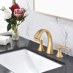Robinets de lavabo de salle de bain AISU à deux poignées et 3 trous avec ensemble de vidange