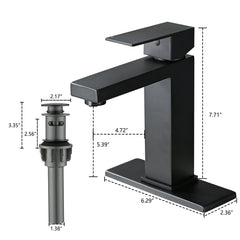 Robinet de lavabo de salle de bain en acier inoxydable à poignée unique AISU avec plaque de pont et ensemble de vidange