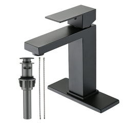 Robinet de lavabo de salle de bain en acier inoxydable à poignée unique AISU avec plaque de pont et ensemble de vidange