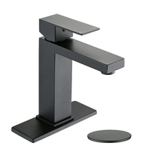 Robinet de lavabo de salle de bain en acier inoxydable à poignée unique AISU avec plaque de pont et ensemble de vidange