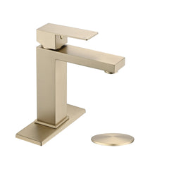 Robinet de lavabo de salle de bain en acier inoxydable à poignée unique AISU avec plaque de pont et ensemble de vidange