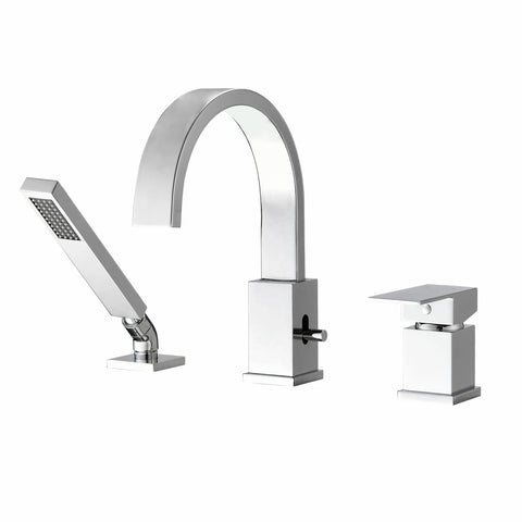 AISU 3-Hole Roman Waterfall Bathtub Faucet with Sprayer