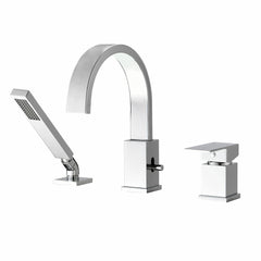 AISU 3-Hole Roman Waterfall Bathtub Faucet with Sprayer