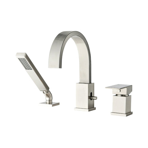 AISU 3-Hole Roman Waterfall Bathtub Faucet with Sprayer