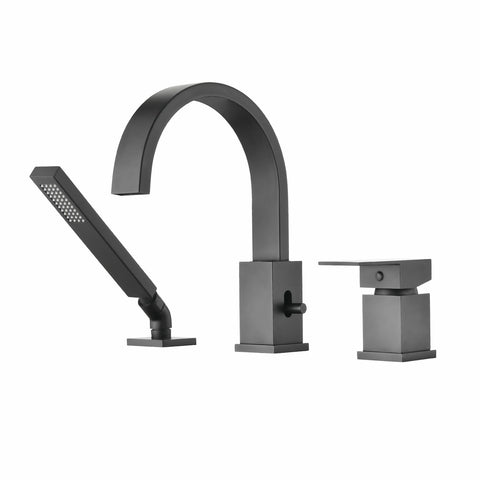 AISU 3-Hole Roman Waterfall Bathtub Faucet with Sprayer