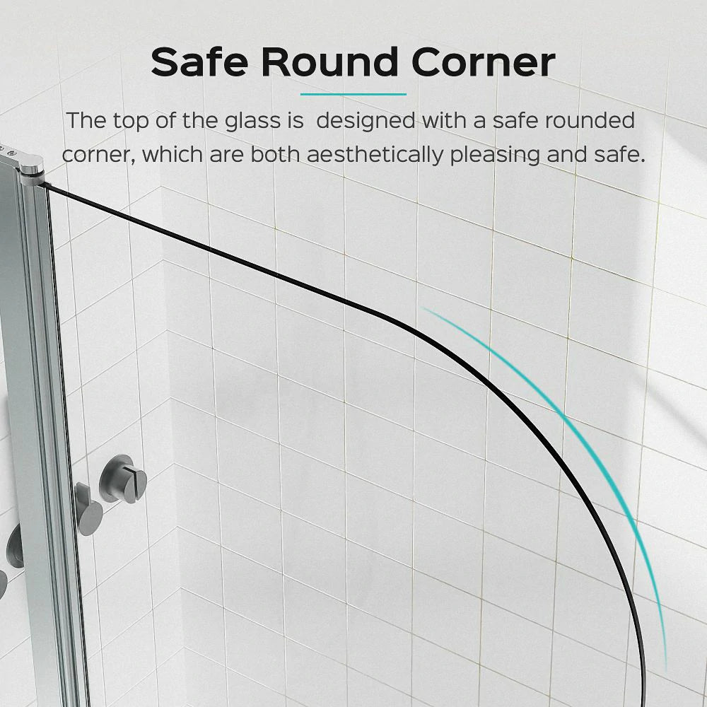 43 Zoll B x 58 Zoll H, rahmenlose Faltduschtüren für Badewanne, 1/4 Zoll (6 mm) dickes SGCC-Hartglas, Chrom