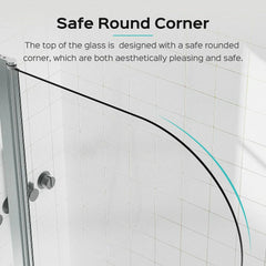 43 in. W * 58 in. H Frameless Folding Shower Doors for Bathtub, 1/4" (6mm) Thick SGCC Tempered Glass, Chrome