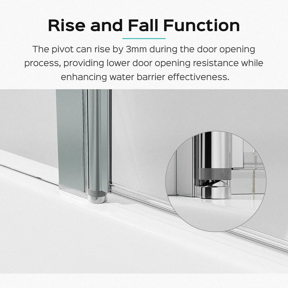 43 Zoll B x 58 Zoll H, rahmenlose Faltduschtüren für Badewanne, 1/4 Zoll (6 mm) dickes SGCC-Hartglas, Chrom
