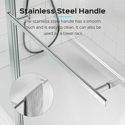 43 Zoll B x 58 Zoll H, rahmenlose Faltduschtüren für Badewanne, 1/4 Zoll (6 mm) dickes SGCC-Hartglas, Chrom