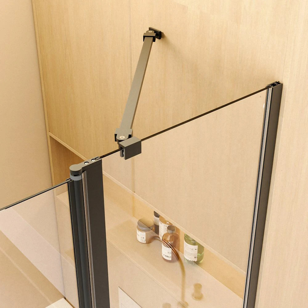 43 Zoll B x 58 Zoll H, rahmenlose Faltduschtüren für Badewanne, 1/4 Zoll (6 mm) dickes SGCC-Hartglas, Mattschwarz